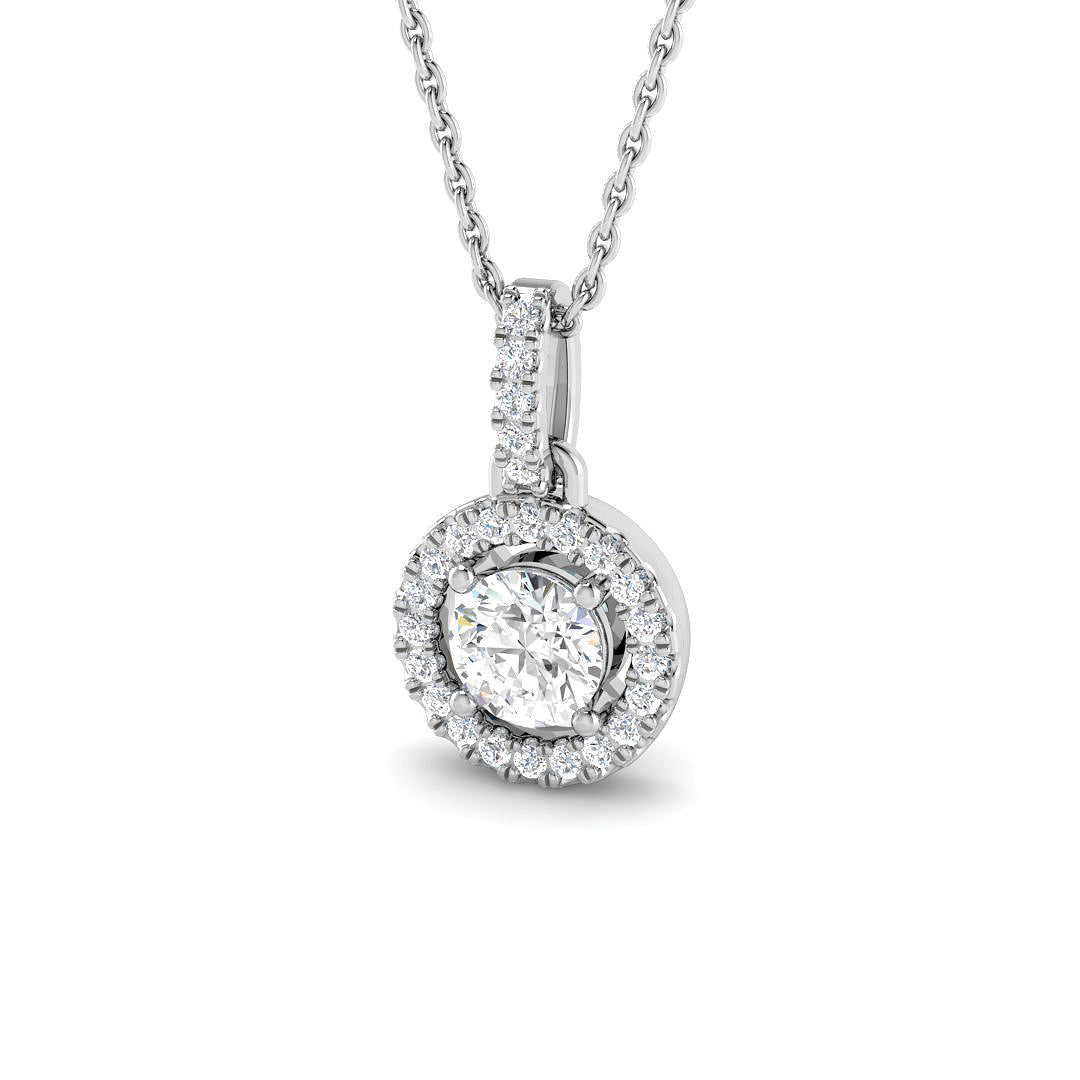 9ct White Gold Round Lab Grown Diamond Pendant 1