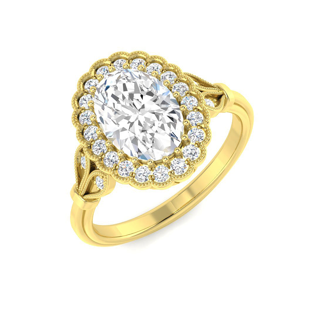 9ct Yellow Gold Oval Lab Grown Diamond Ring 1