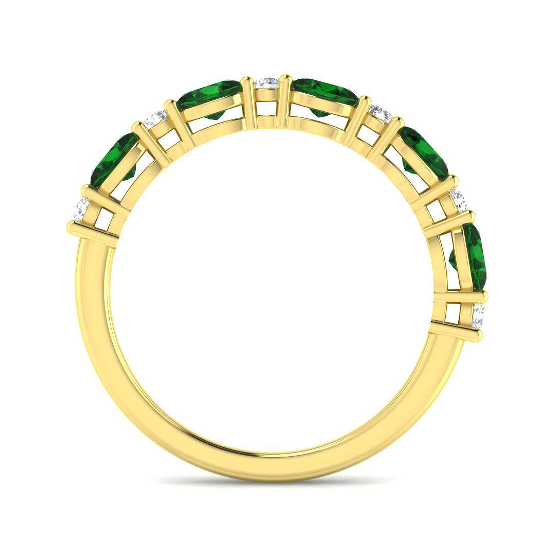9ct Yellow Gold Oval Emerald and Diamond Ring 2