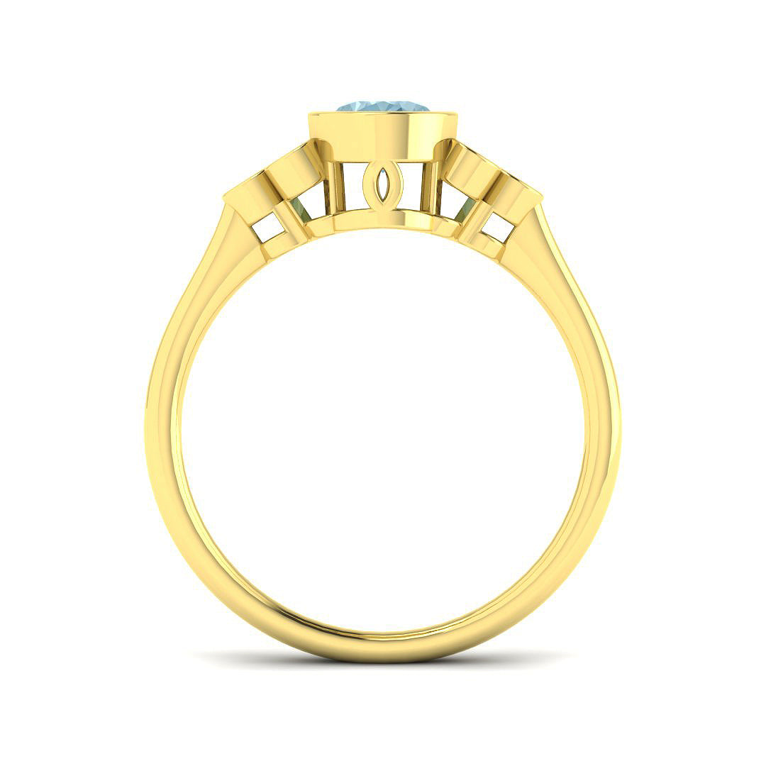 9ct Yellow Gold Oval Aquamarine and Diamond Ring 2