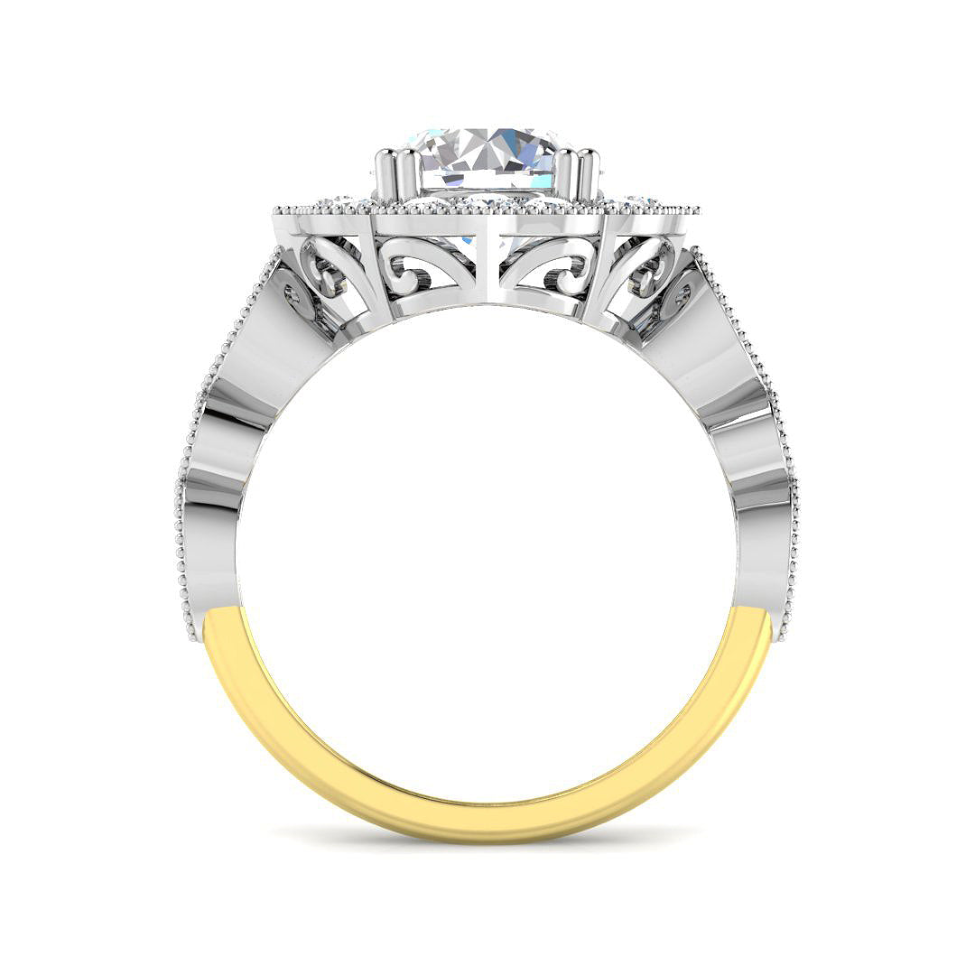 9ct Two Tone Round Cvd Old Cut Ring 2