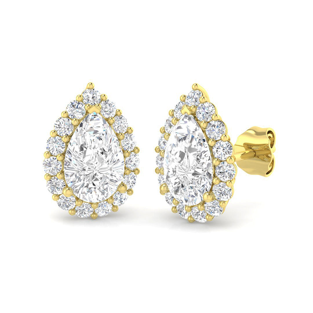 9ct Yellow Gold Pear Lab Grown Diamond Earrings 1