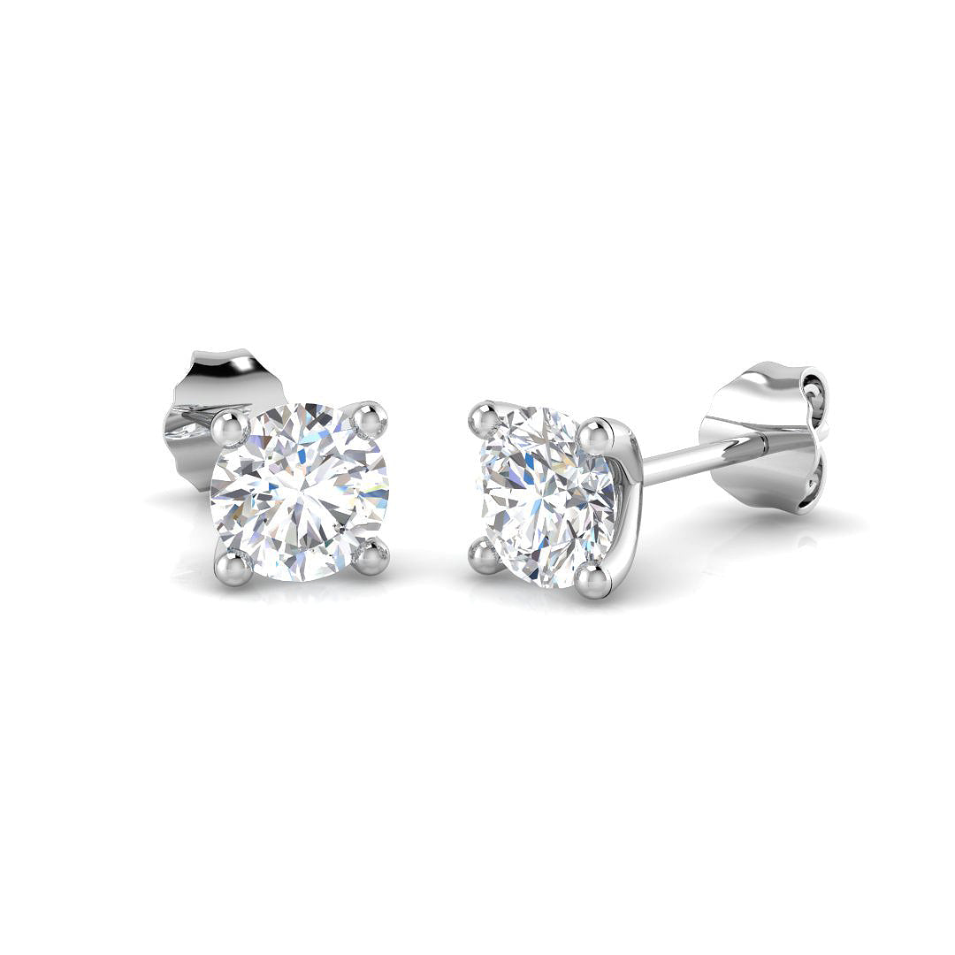 18ct White Gold Round Lab Grown Diamond Earrings 1