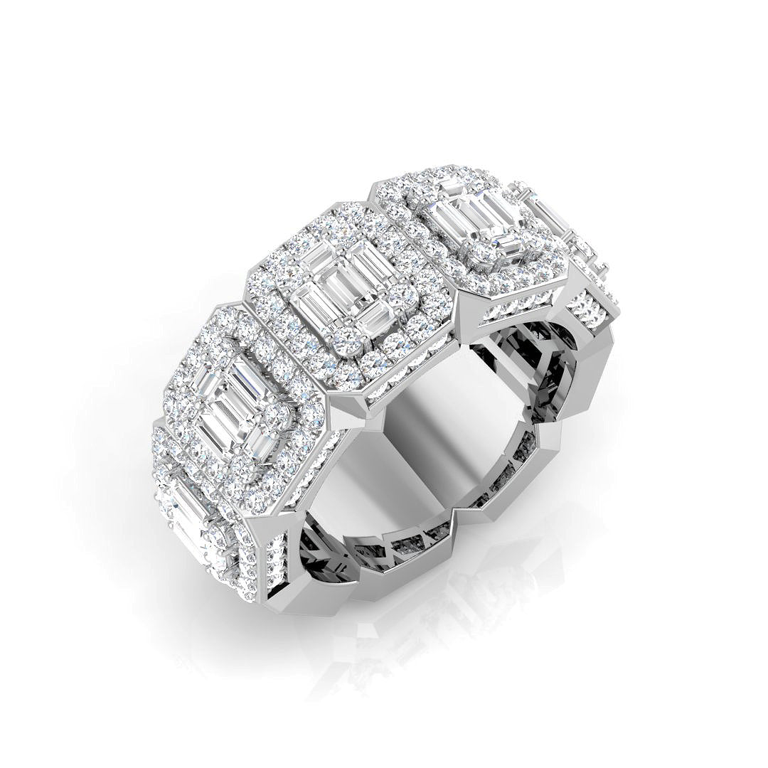 9ct White Gold Baguette Lab Grown Diamond Ring 1