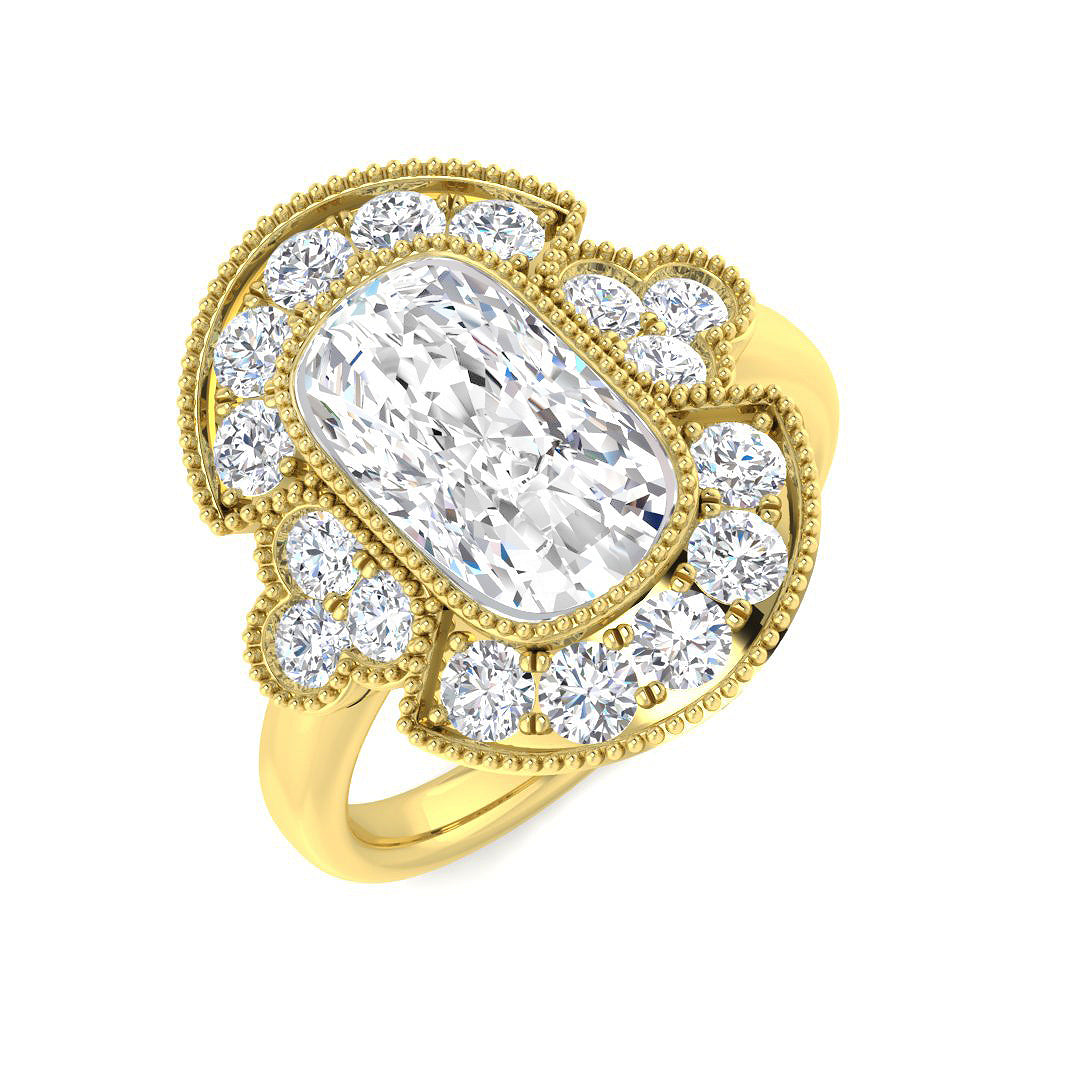 9ct Yellow Gold Cushion Cvd Old Cut Ring 1
