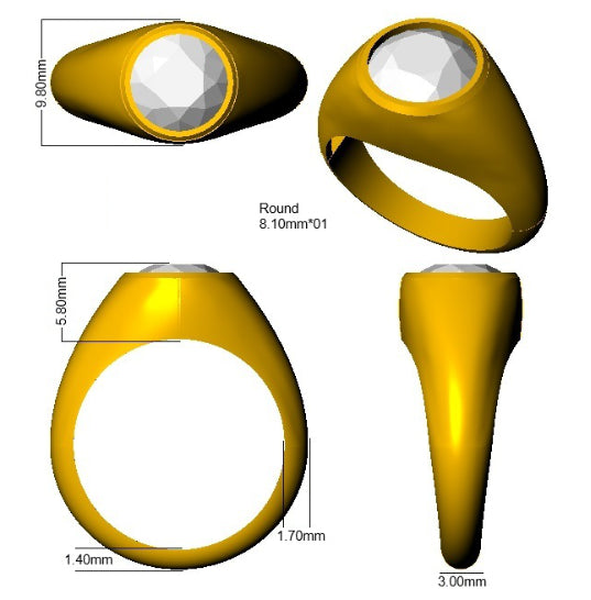 9ct Yellow Gold Round Lab Grown Diamond Ring 3