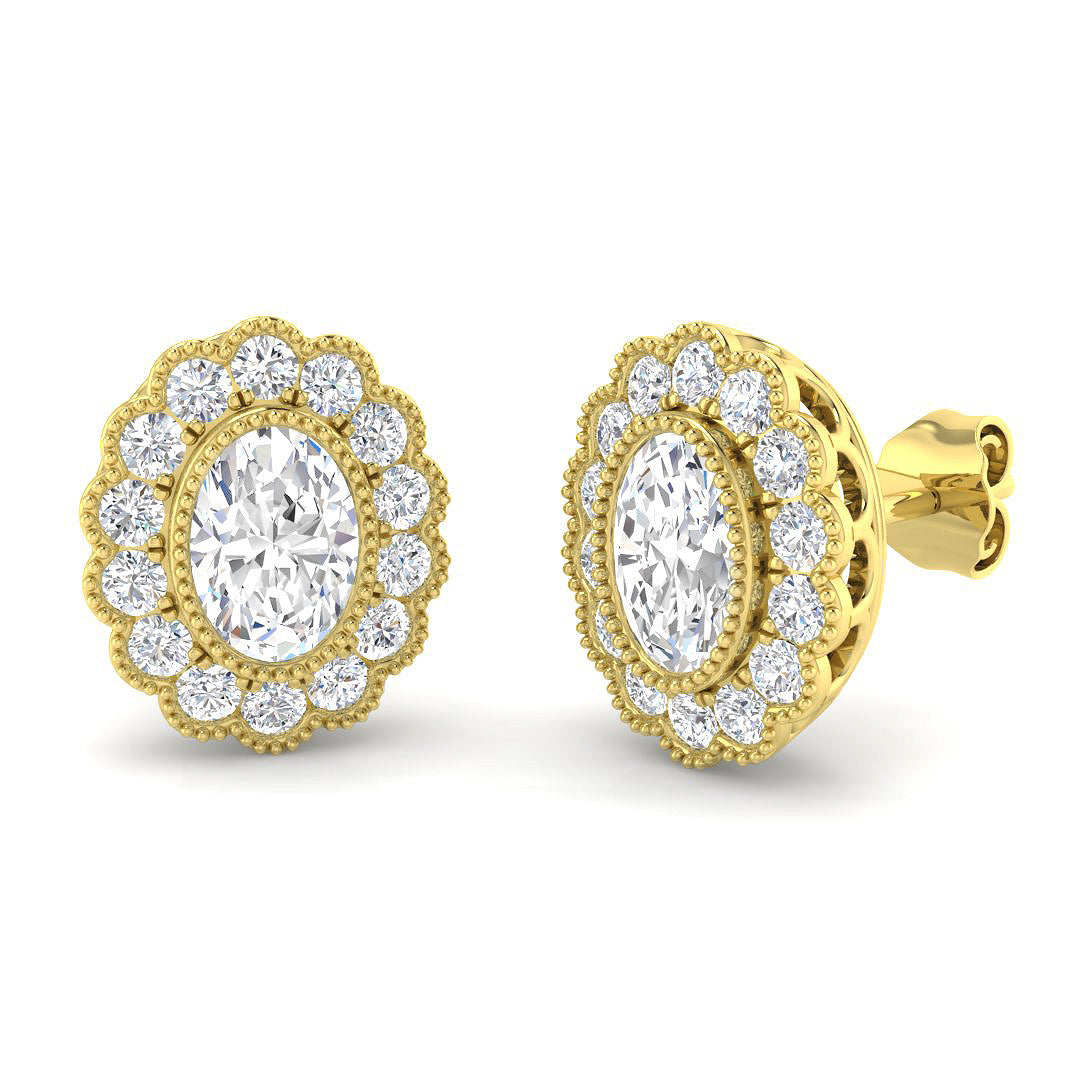 9ct Yellow Gold Oval Lab Grown Diamond Earrings 1