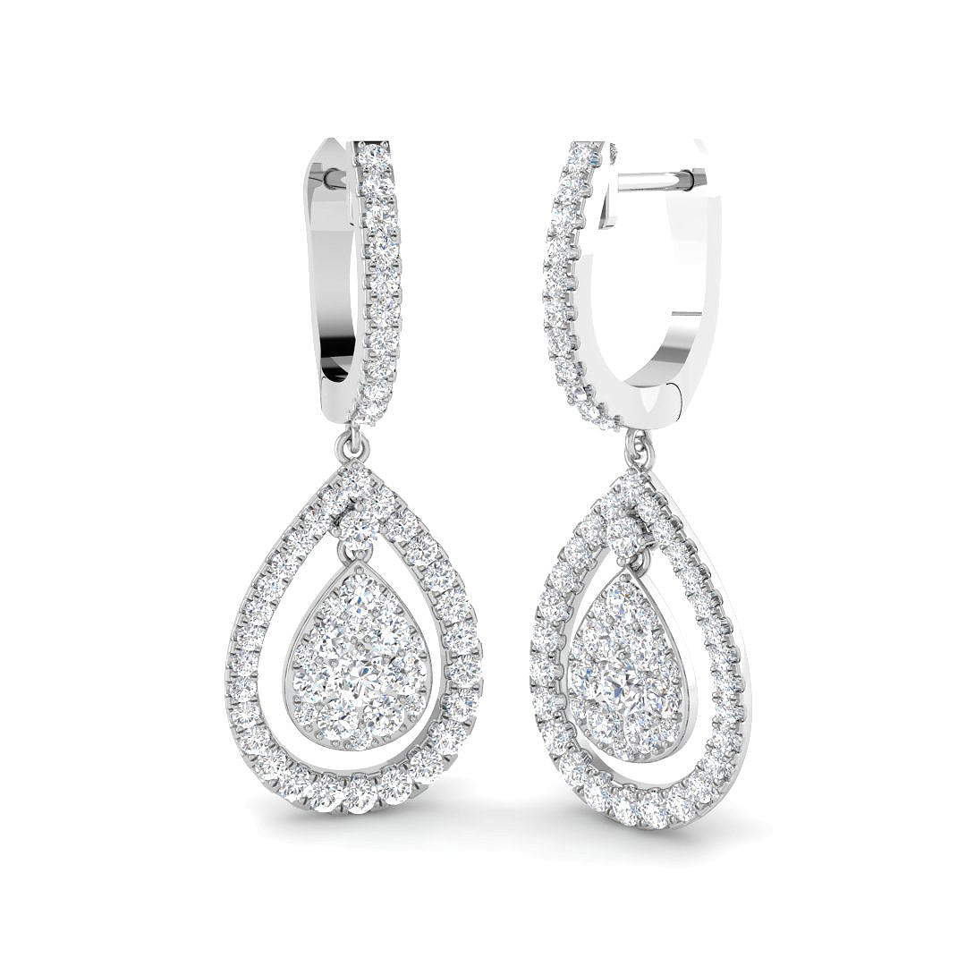 9ct White Gold Round Lab Grown Diamond Earrings 1