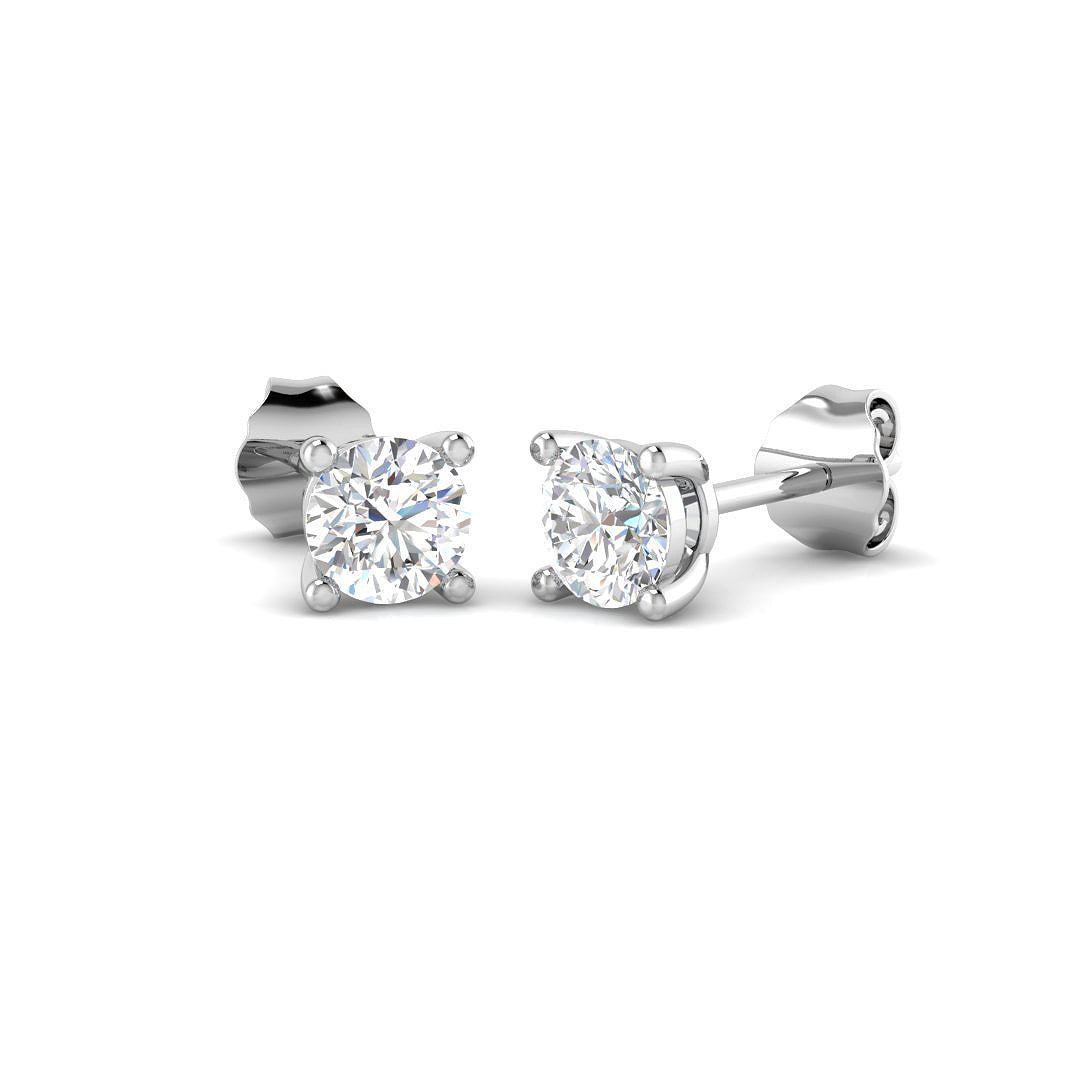 9ct White Gold Round Lab Grown Diamond Earrings 1