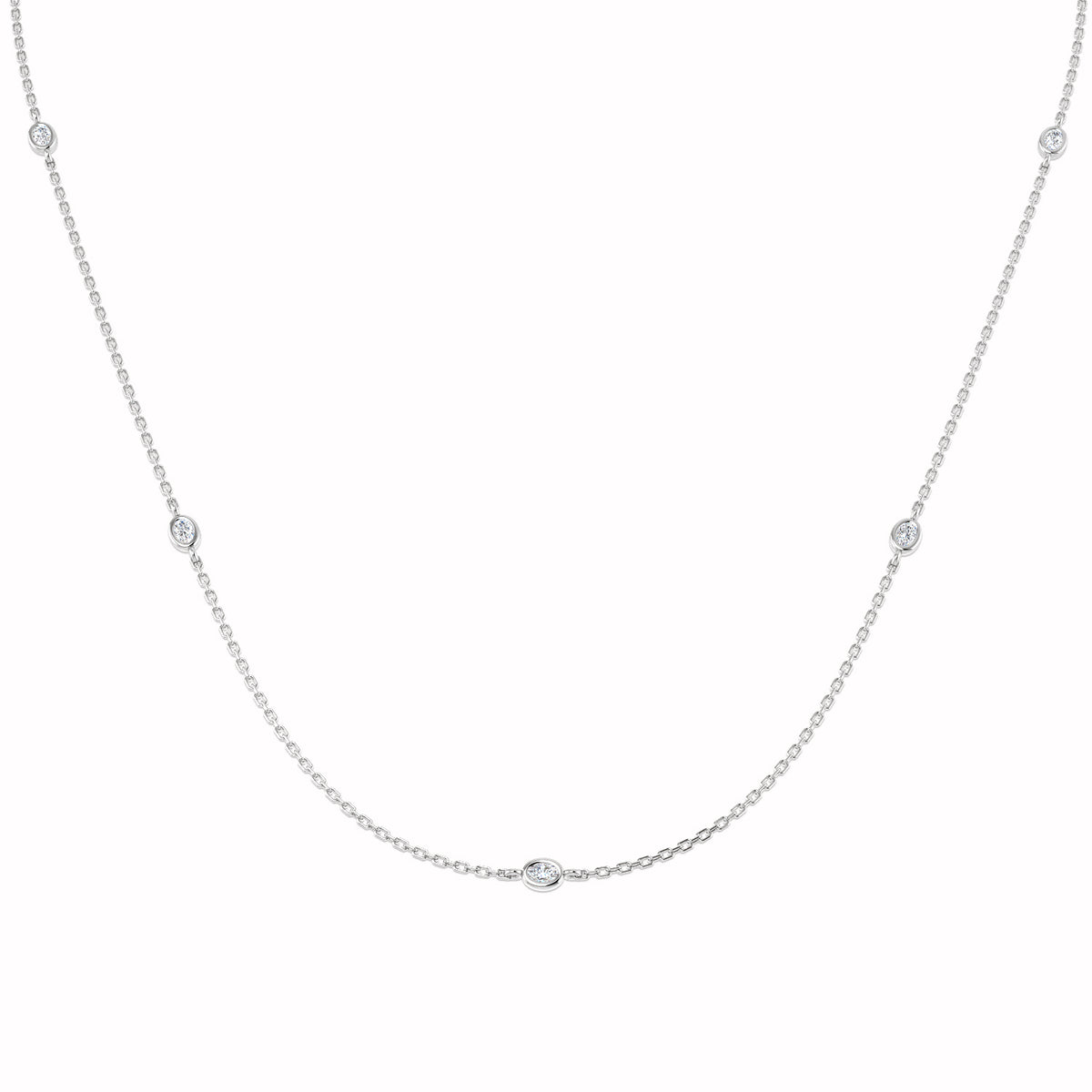 9ct White Gold Oval Lab Grown Diamond Necklace 1