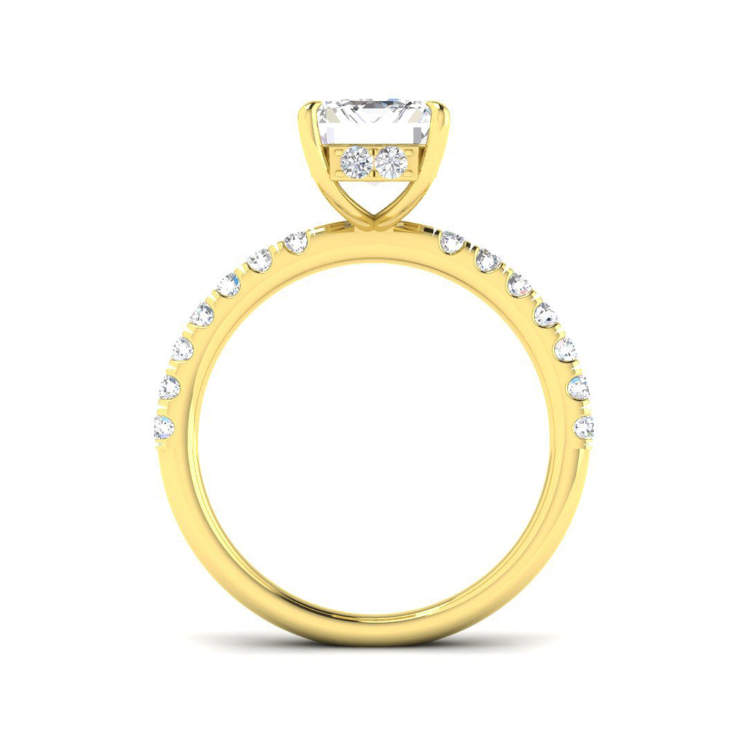 9ct Yellow Gold Emerald Cut Lab Grown Diamond Ring 2