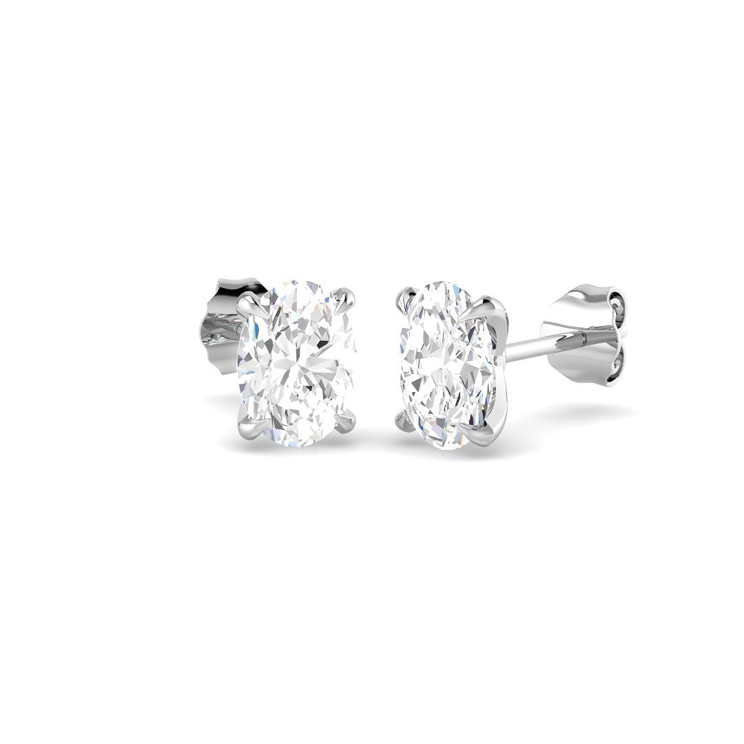 9ct White Gold Oval Lab Grown Diamond Earrings 1