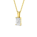 9ct Yellow Gold Emerald Cut Lab Grown Diamond Pendant 1