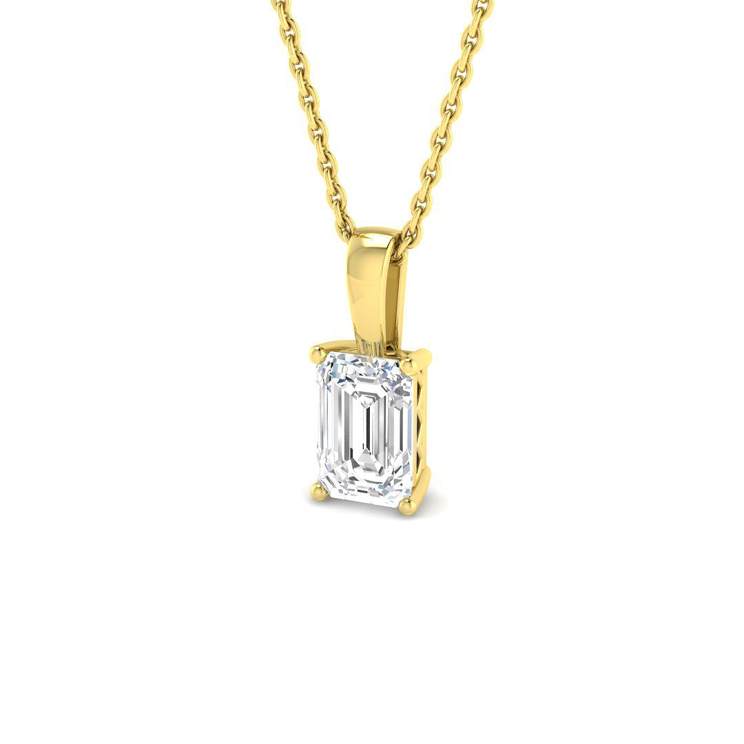9ct Yellow Gold Emerald Cut Lab Grown Diamond Pendant 1