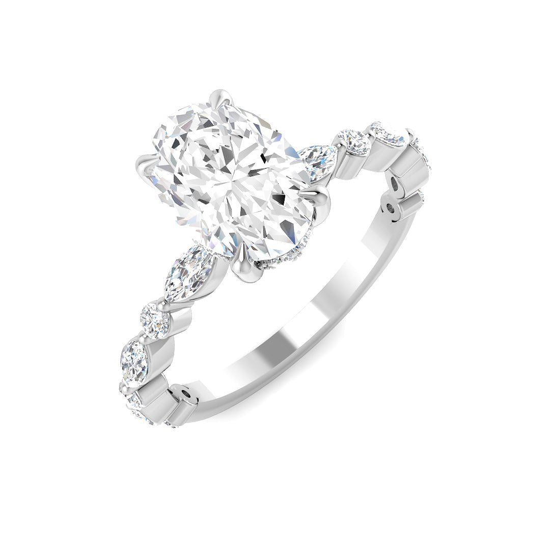 9ct White Gold Marquise and Oval Lab Grown Diamond Ring 1