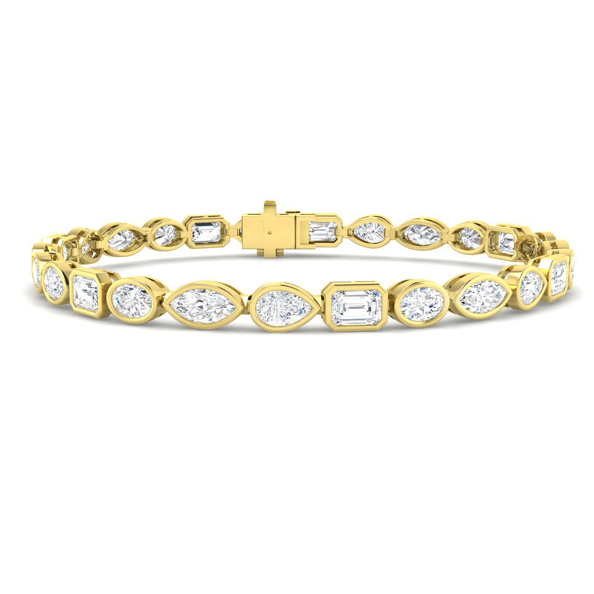 9ct Yellow Gold Emerald Cut and Marquise and Oval and Pear Lab Grown Diamond Bracelet 1