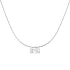 9ct White Gold Emerald Cut Lab Grown Diamond Necklace 1