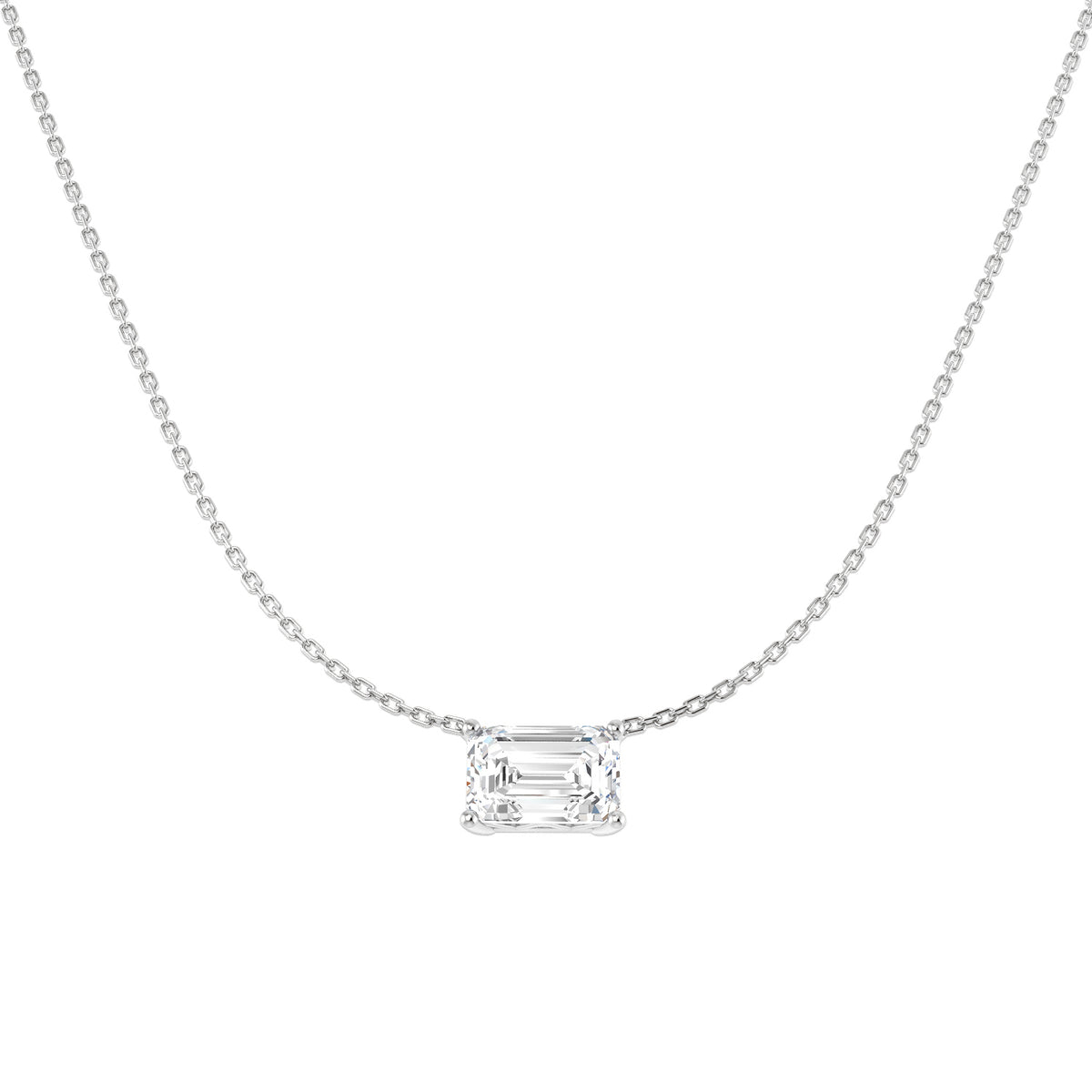 9ct White Gold Emerald Cut Lab Grown Diamond Necklace 1