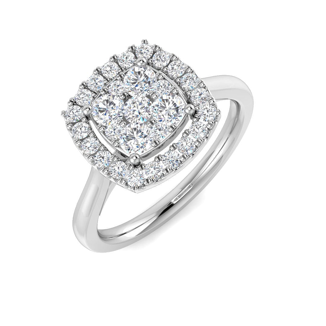 9ct White Gold Round Lab Grown Diamond Ring 1