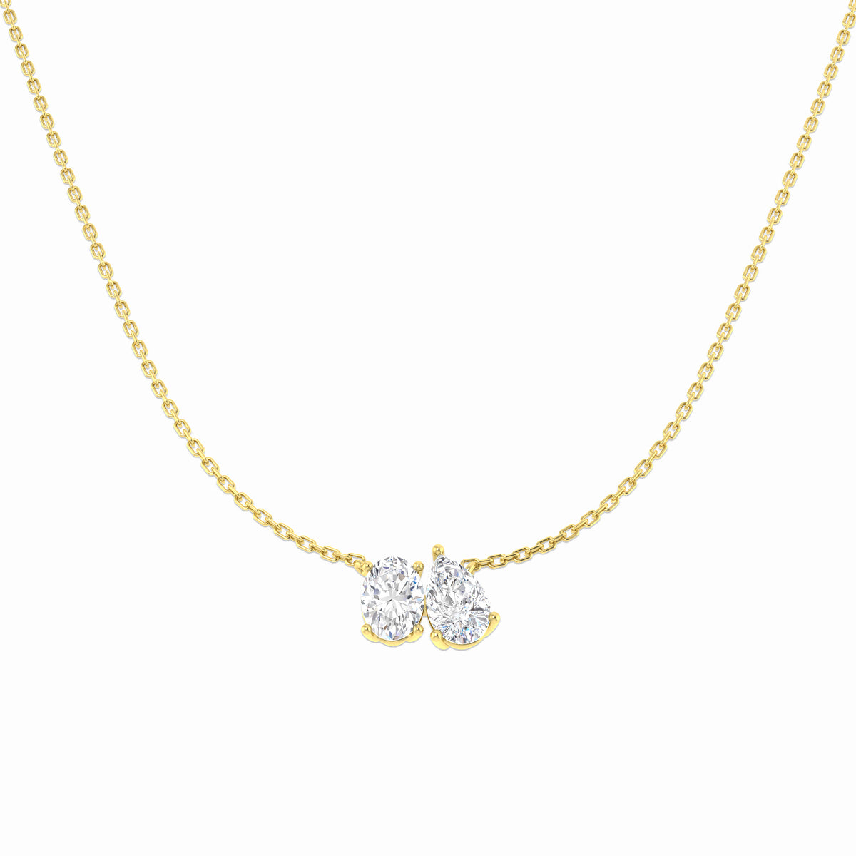 9ct Yellow Gold Oval and Pear Lab Grown Diamond Necklace 1