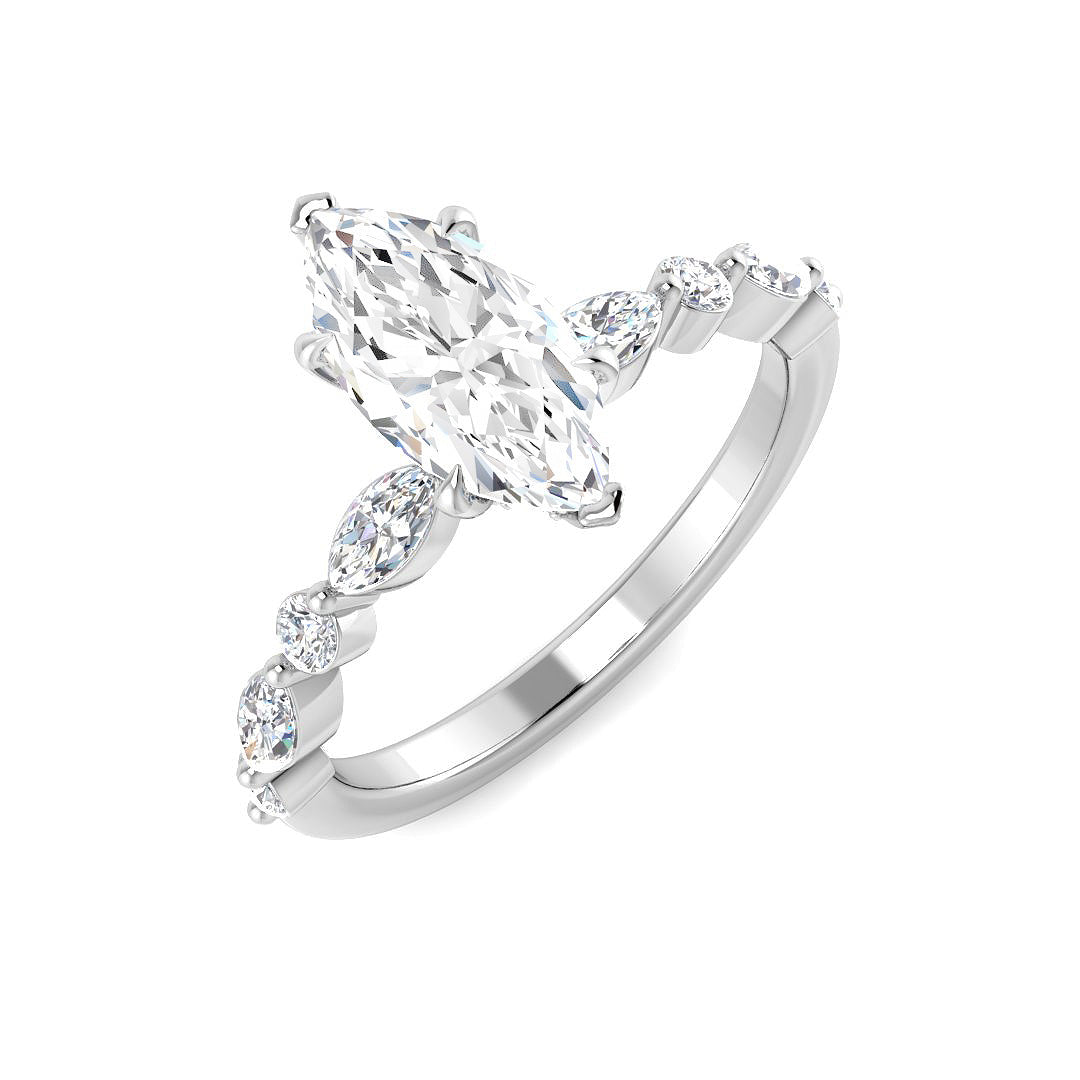 9ct White Gold Marquise Lab Grown Diamond Ring 1