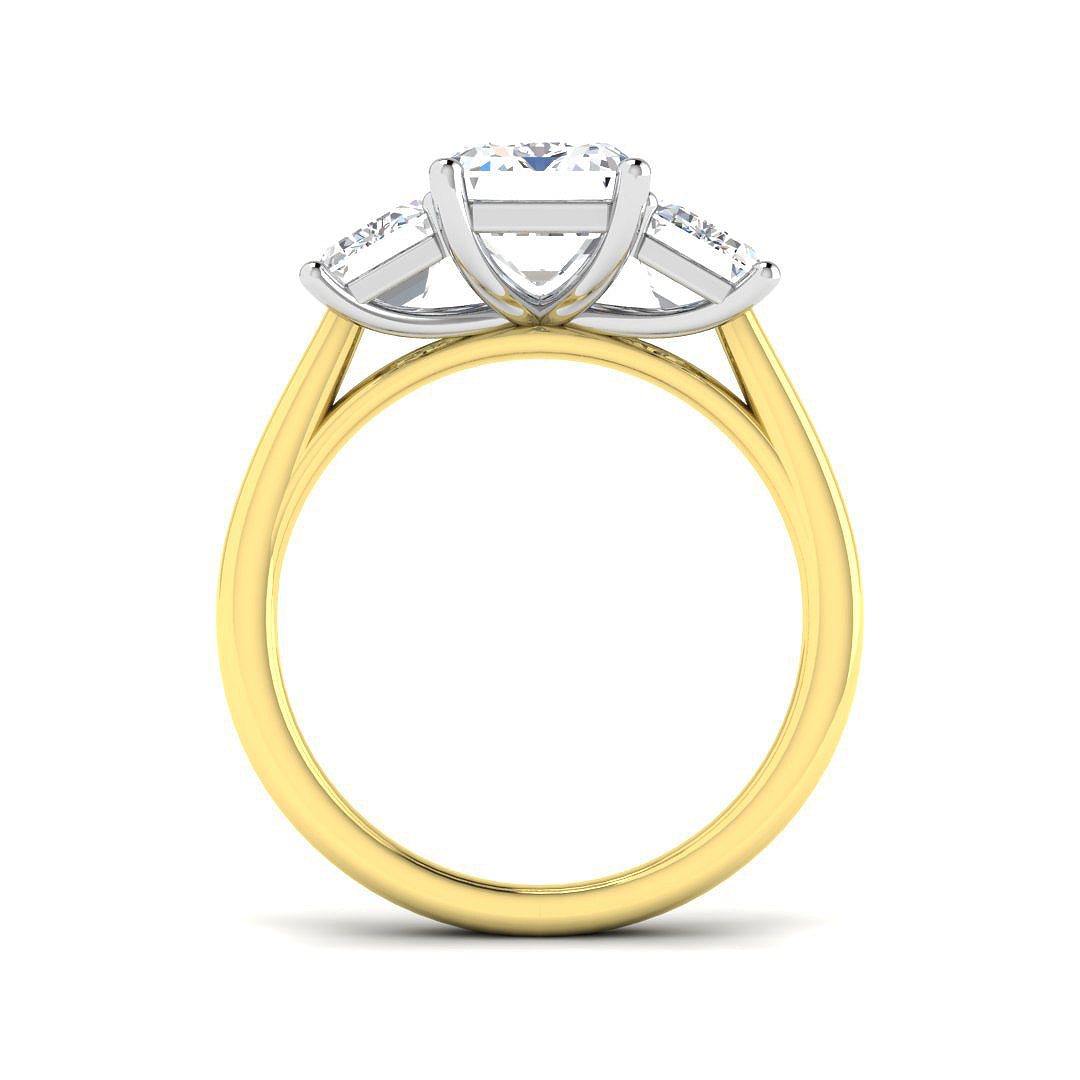 18ct Two Tone Emerald Cut Lab Grown Diamond Ring 2