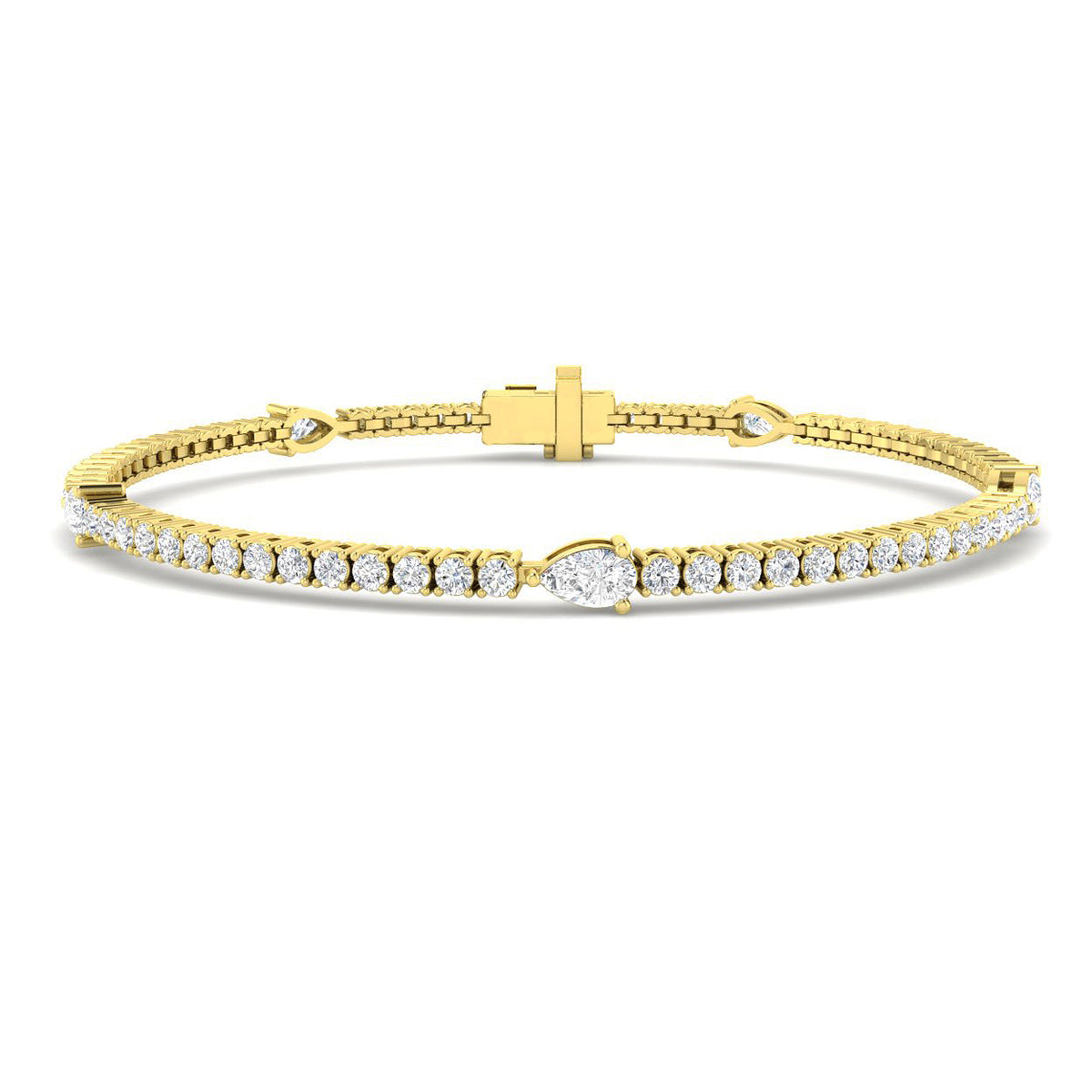 9ct Yellow Gold Pear Lab Grown Diamond Bracelet 1