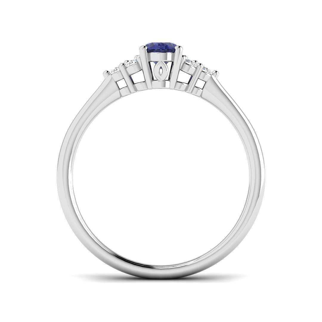 9ct White Gold Oval Tanzanite and Diamond Ring 2