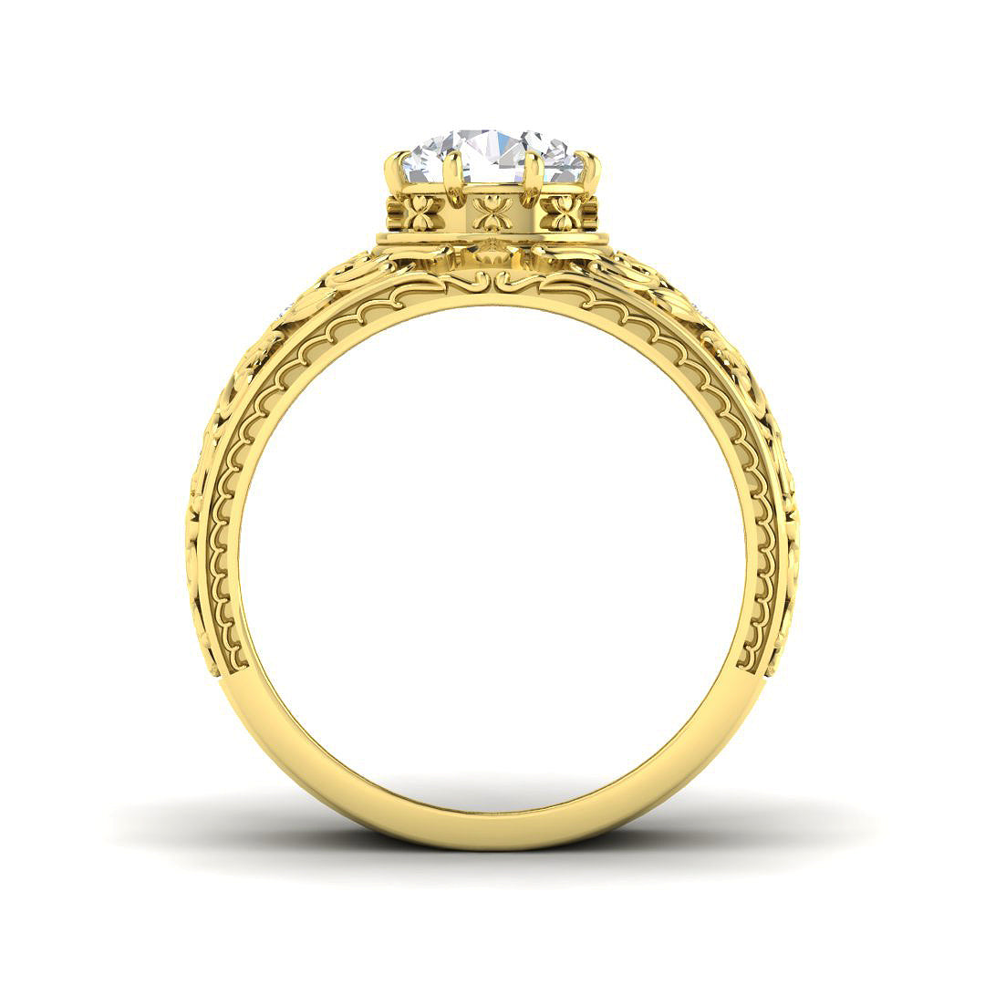 9ct Yellow Gold Round Lab Grown Diamond Ring 2