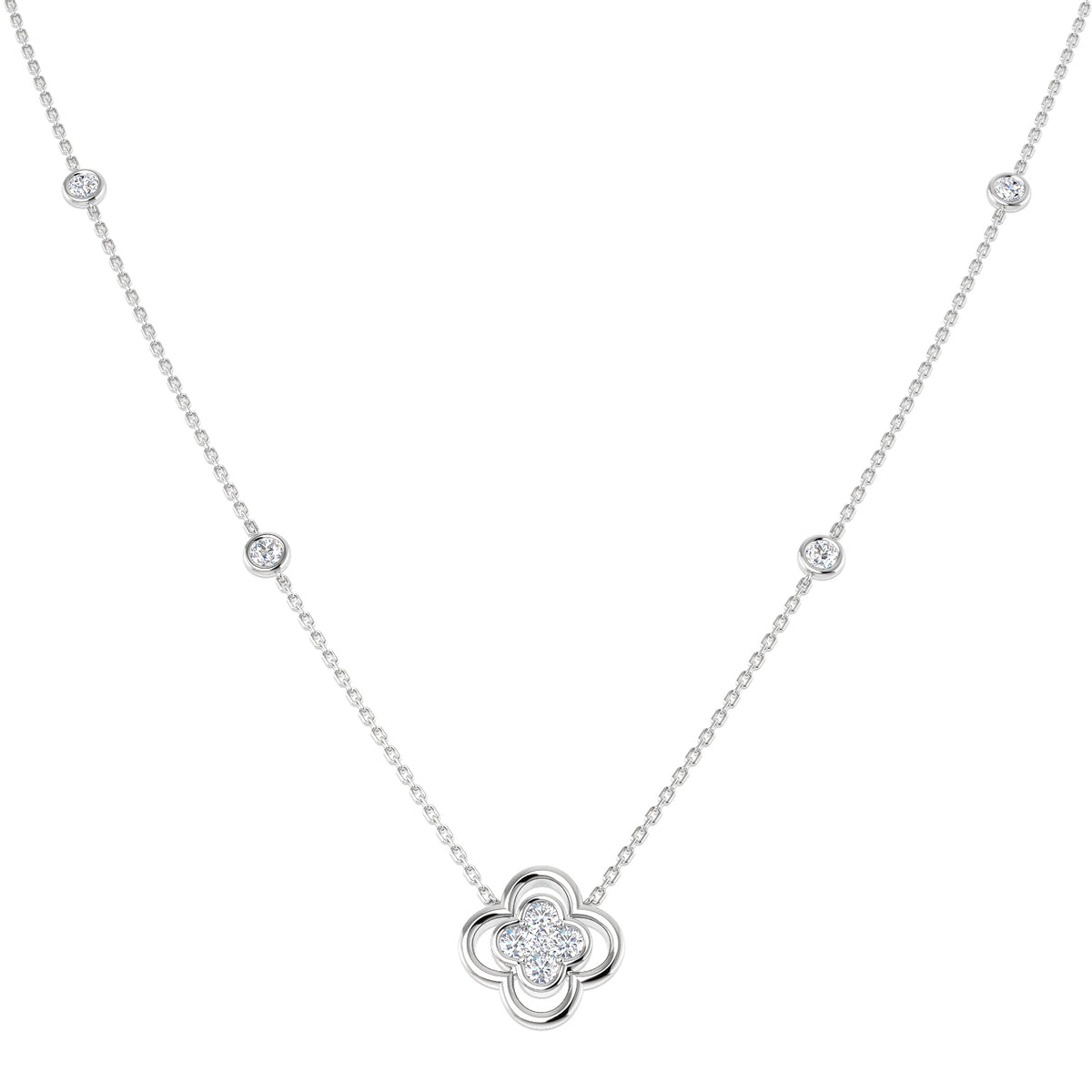 9ct White Gold Round Lab Grown Diamond Necklace 1