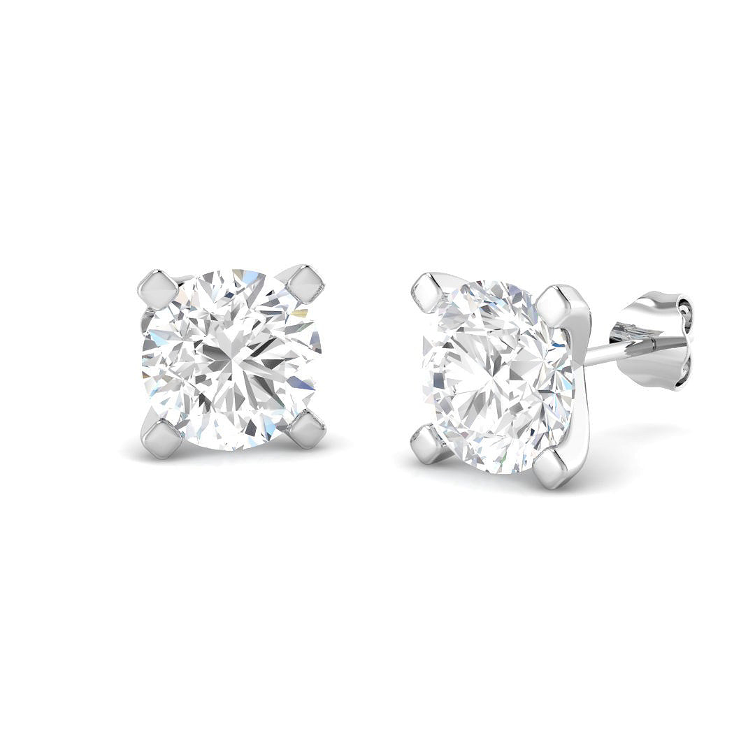 9ct White Gold Round Lab Grown Diamond Earrings 1