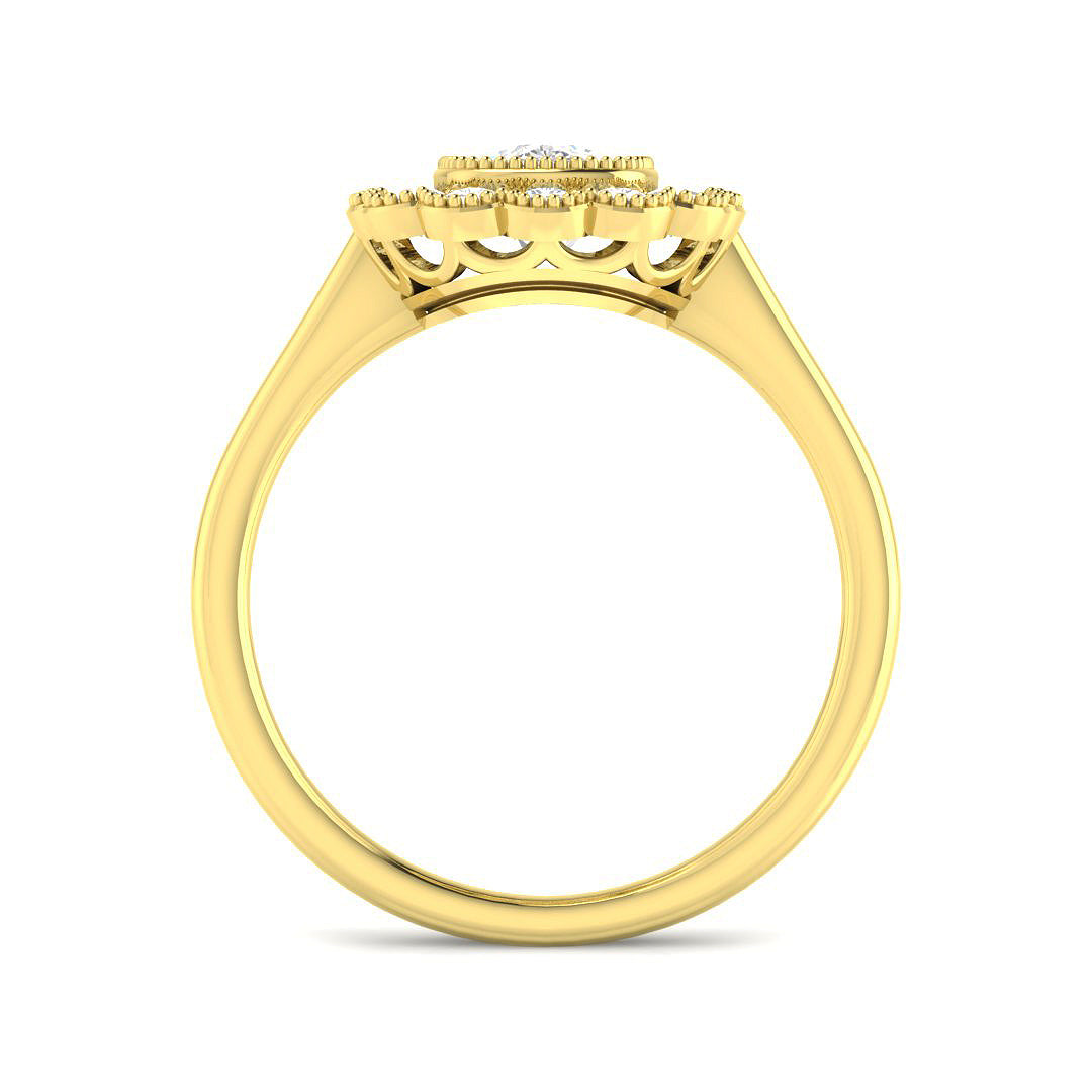 9ct Yellow Gold Cushion Cvd Old Cut Ring 2
