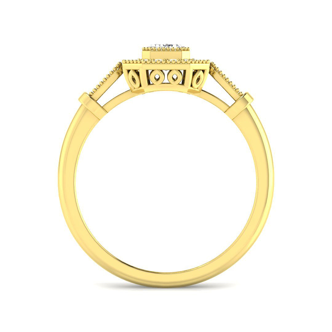 9ct Yellow Gold Emerald Cut Lab Grown Diamond Ring 2