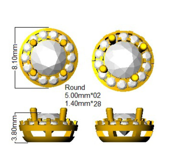 9ct Yellow Gold Round Lab Grown Diamond Earrings 2