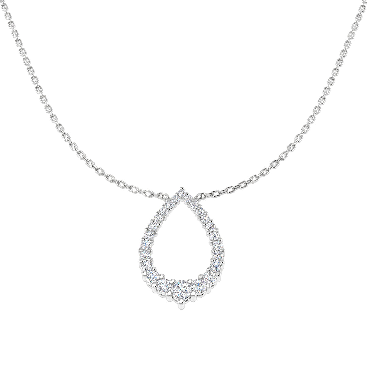 9ct White Gold Round Lab Grown Diamond Necklace 1
