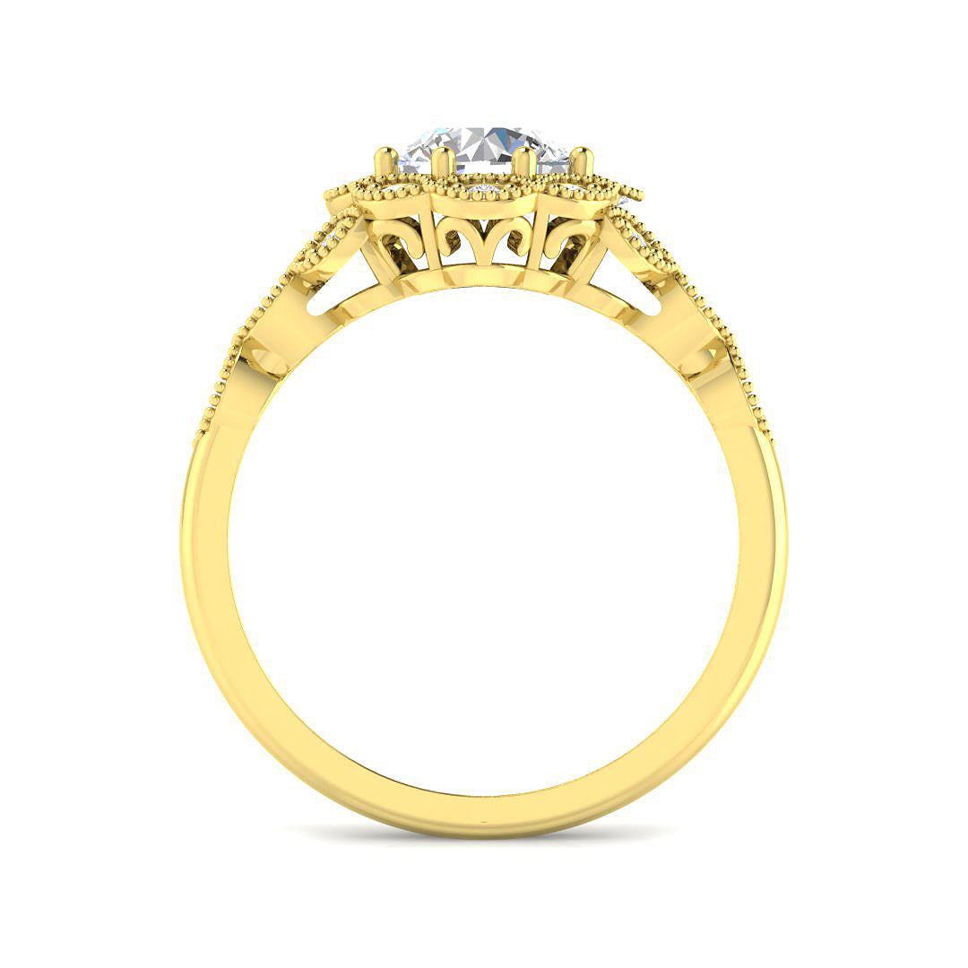 9ct Yellow Gold Round Lab Grown Diamond Ring 2