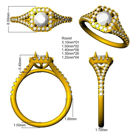 Platinum Round Lab Grown Diamond Ring 3