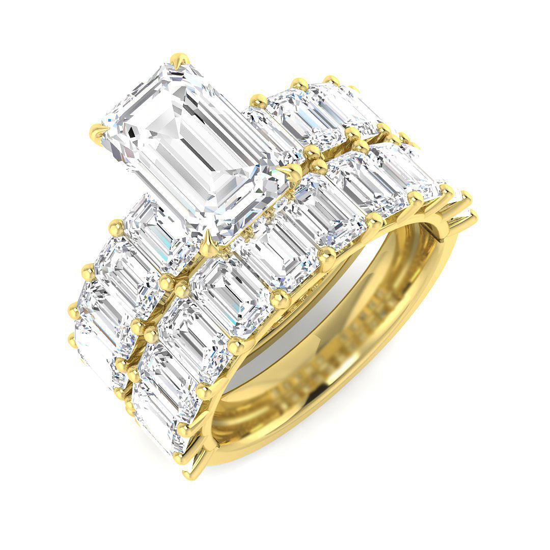 9ct Yellow Gold Emerald Cut Lab Grown Diamond Ring 1
