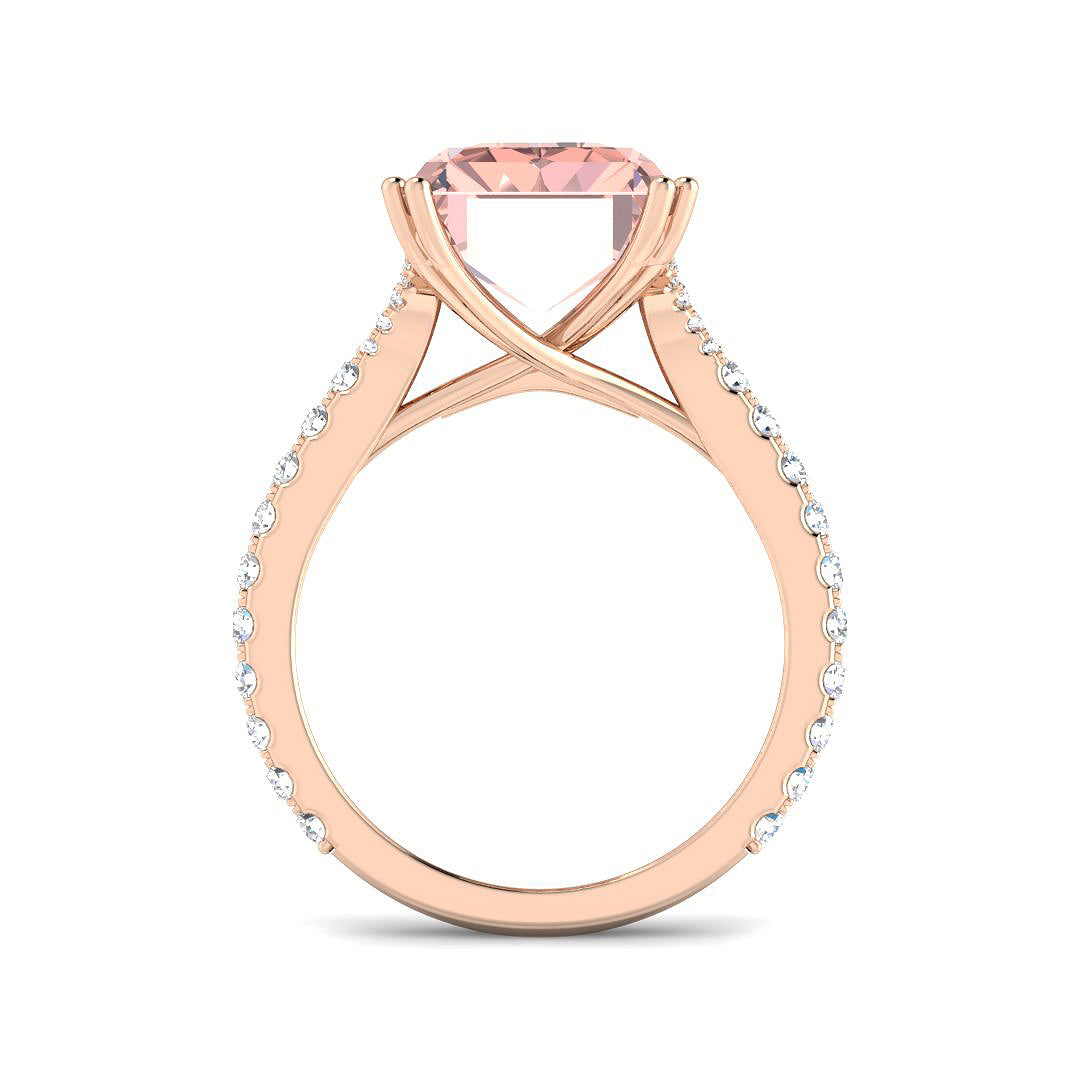 9ct Rose Gold Radiant Lab Grown Diamond and Lab Pink Diamond Ring 2