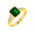 9ct Yellow Gold Baguette and Emerald Cut Emerald and Diamond Ring 1
