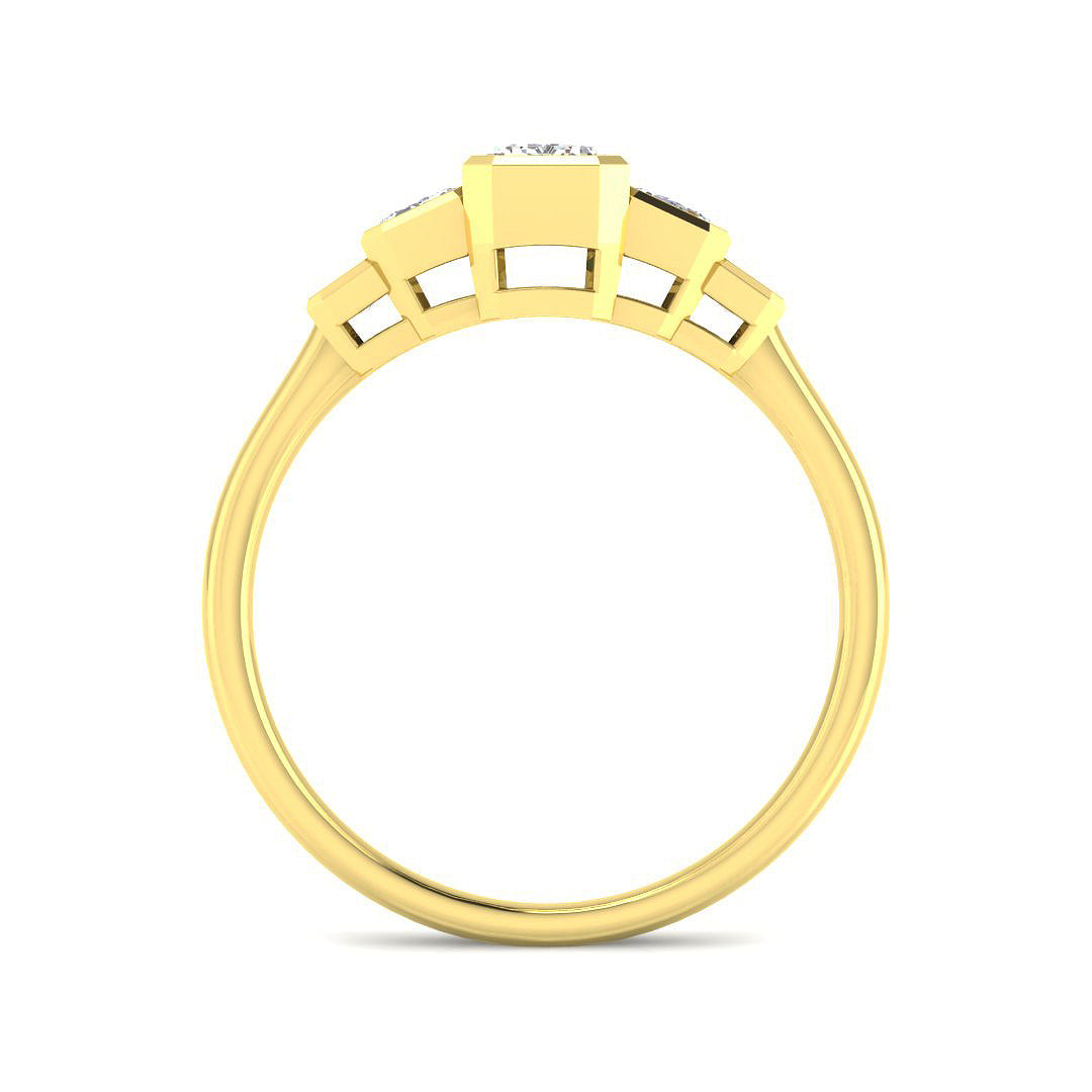 9ct Yellow Gold Emerald Cut Lab Grown Diamond Ring 2
