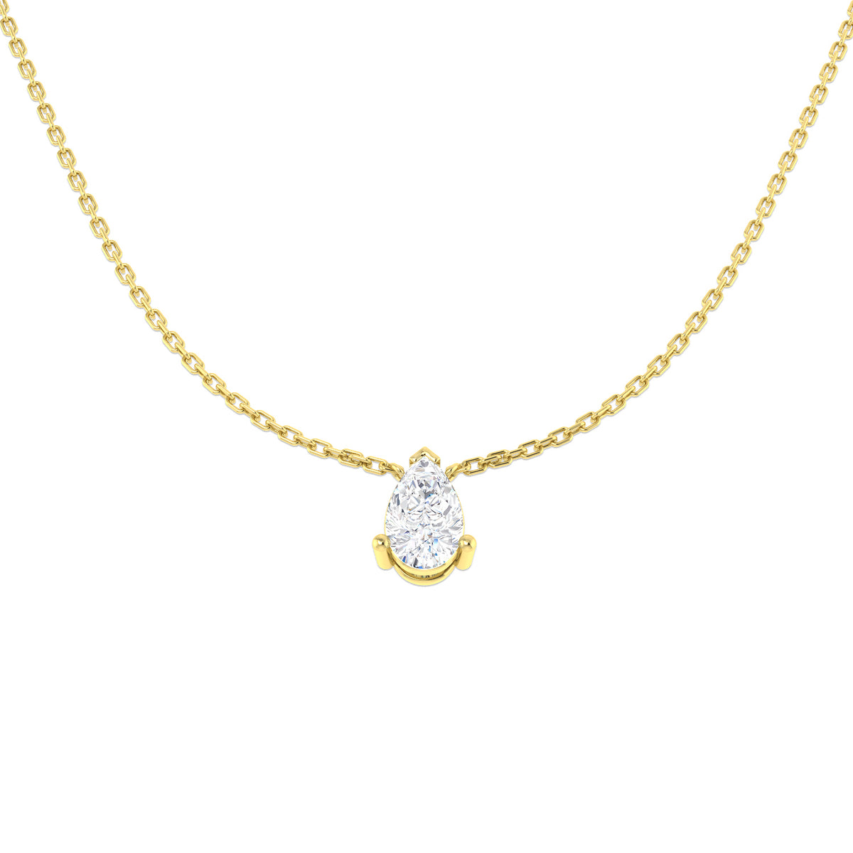 9ct Yellow Gold Pear Lab Grown Diamond Necklace 1