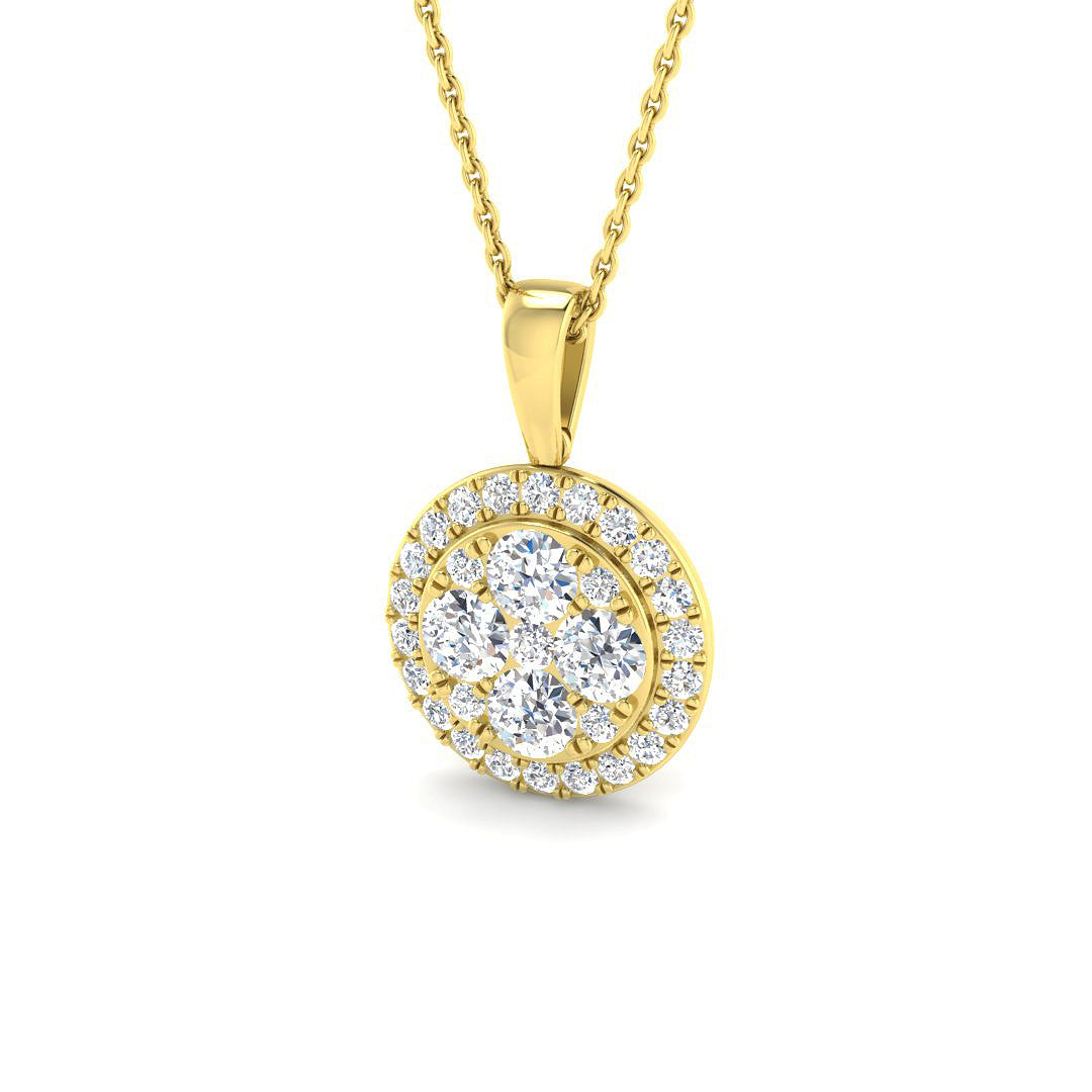 9ct Yellow Gold Round Lab Grown Diamond Pendant 1