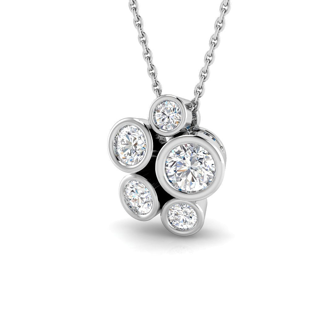 9ct White Gold Round Lab Grown Diamond Pendant 1