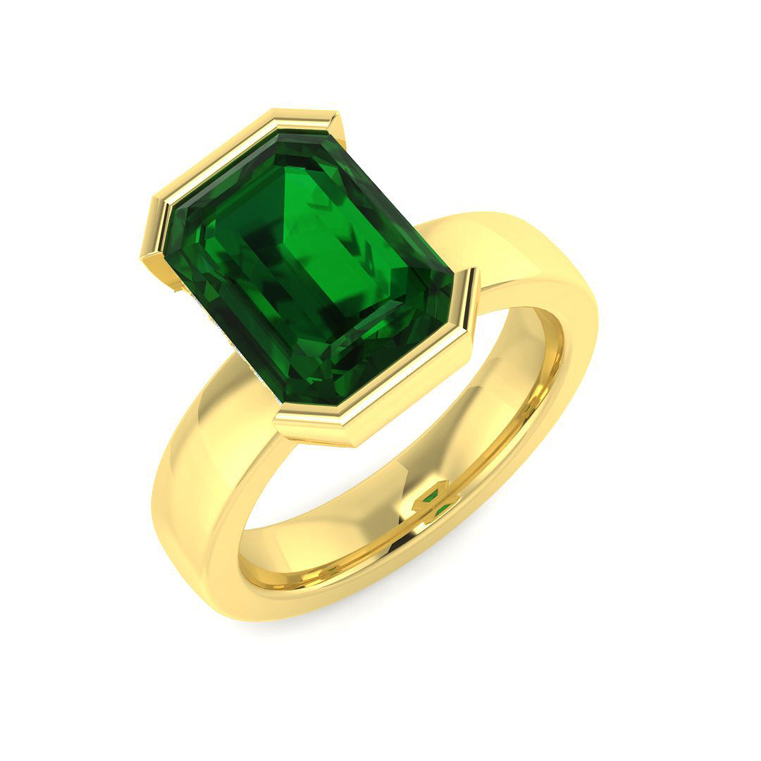 18ct Yellow Gold Emerald Cut Emerald and Diamond Ring 1