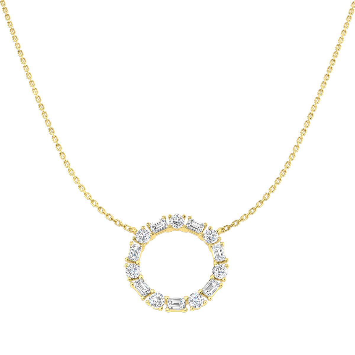 9ct Yellow Gold Emerald Cut Lab Grown Diamond Necklace 1