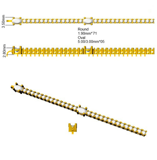9ct Yellow Gold Oval Lab Grown Diamond Bracelet 2