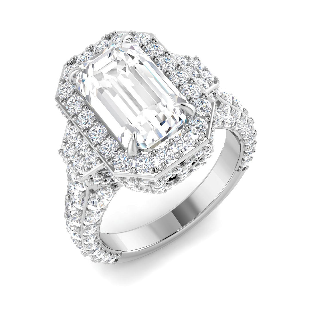 9ct White Gold Radiant Lab Grown Diamond Ring 1
