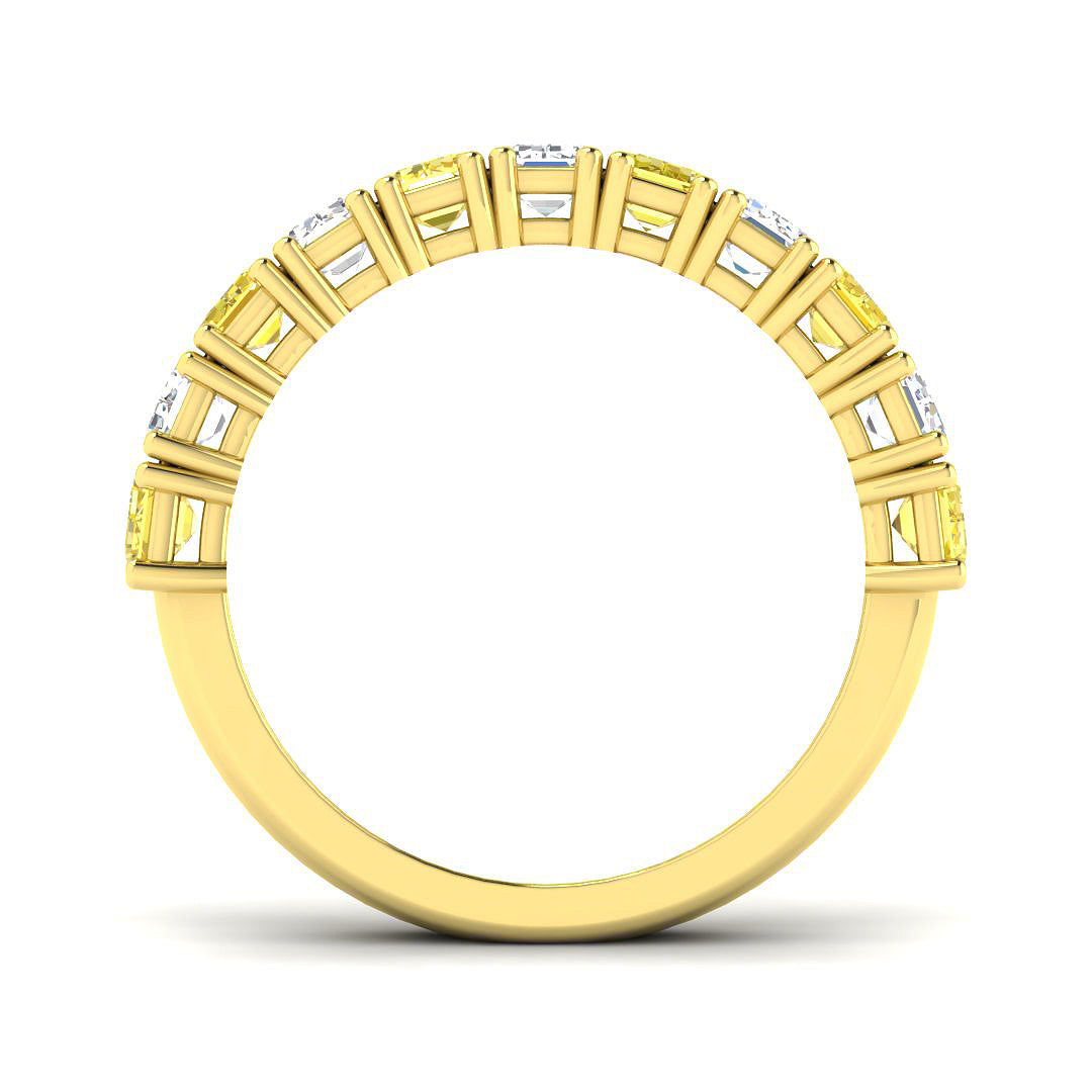9ct Yellow Gold Emerald Cut Lab Grown Diamond and Lab Yellow Diamond Ring 2