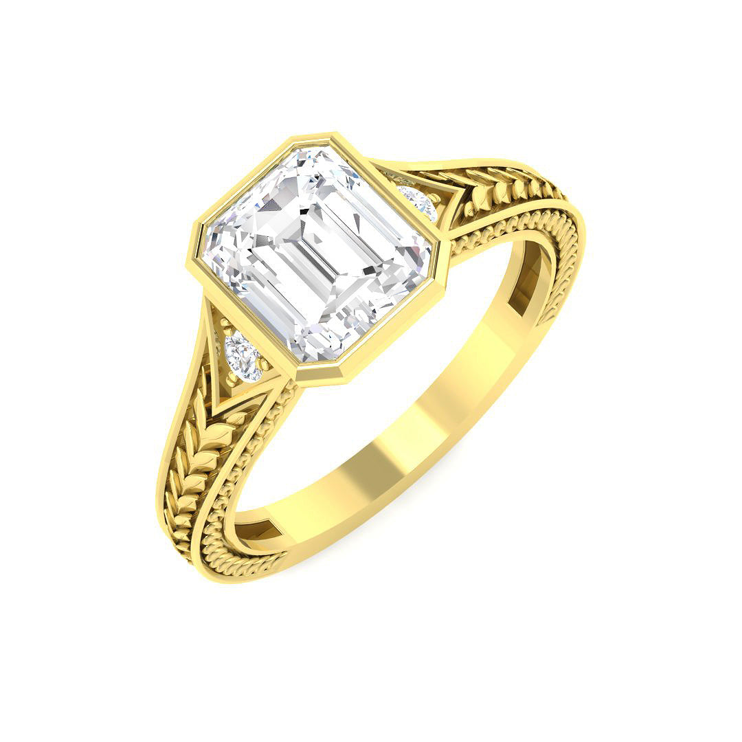 9ct Yellow Gold Radiant Lab Grown Diamond Ring 1
